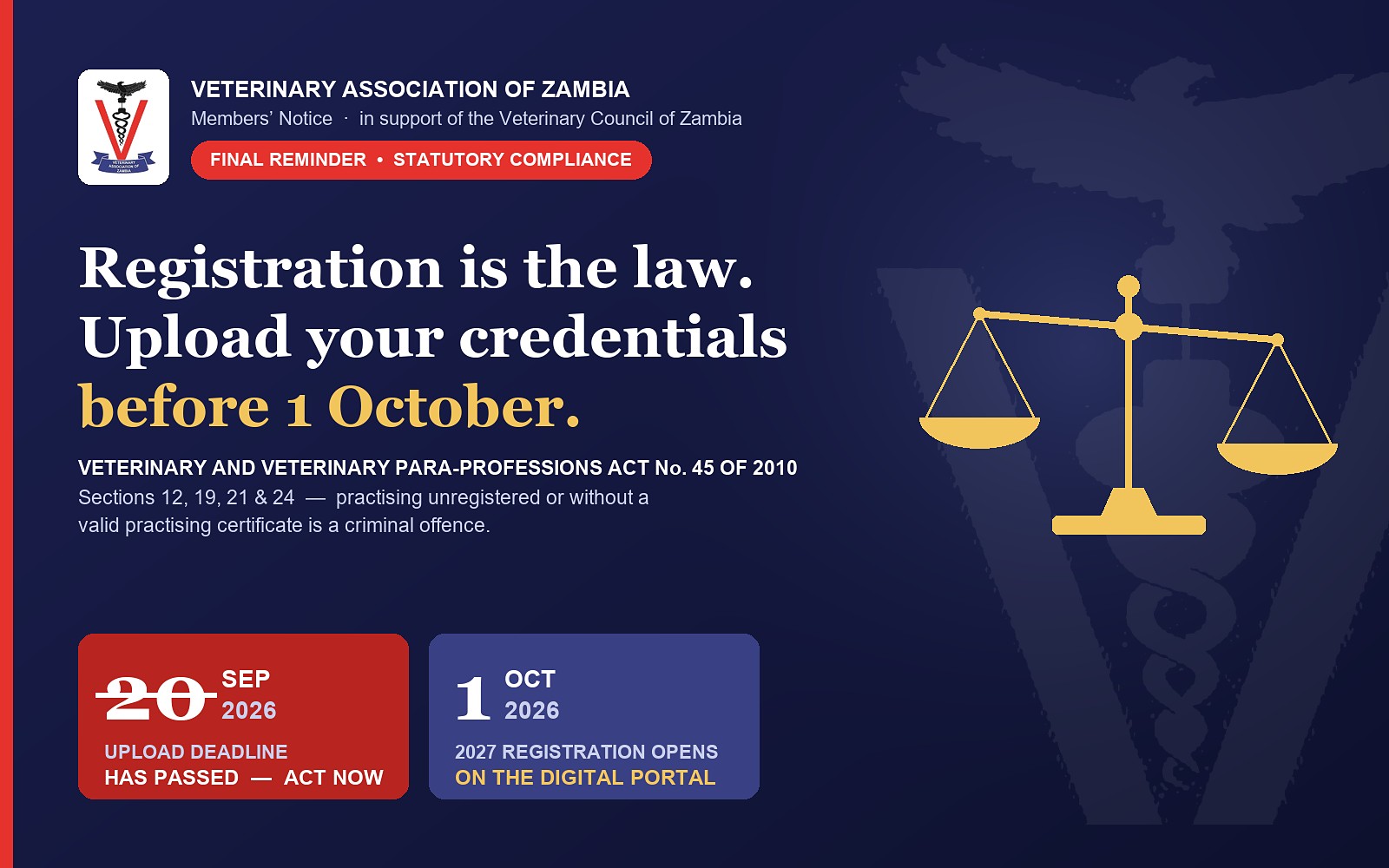 FINAL REMINDER: Upload Your Credentials Now – 2027 Online Registration Opens 1 October 2026
